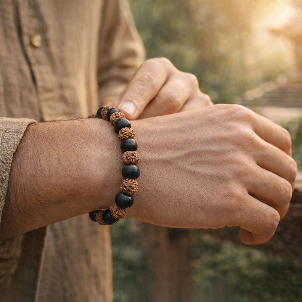 Karungali With Rudraksha Bracelet